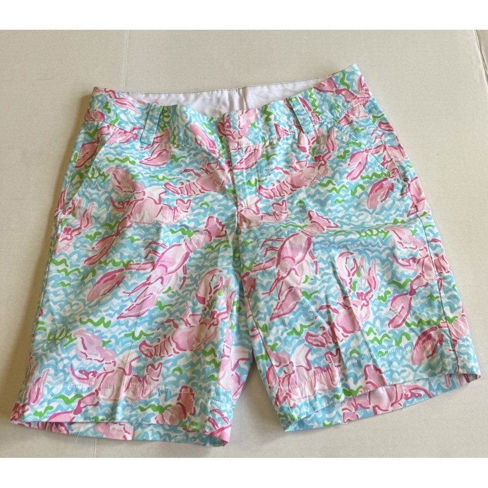 Lilly Pulitzer Lobstah Roll The Chipper Shorts Womens Size 2 Blue Pink Bermuda